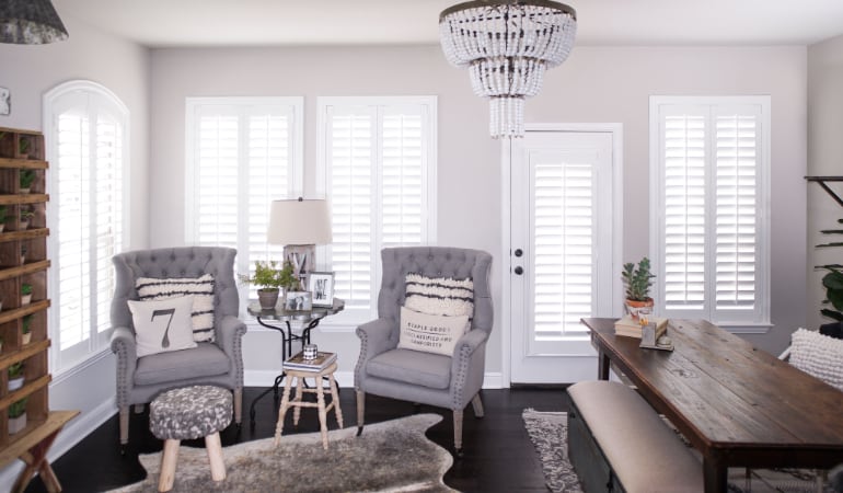 Plantation shutters in a Denver living room